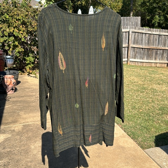 NOS Vintage Bread Sz 3 Tunic Green Plaid Fall Leaves US Made Gretzinger Hudson - Picture 7 of 12